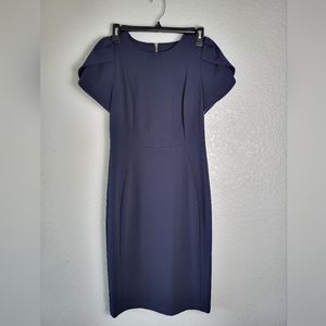 Calvin Klein Round Neck Short Sleeve Dress, Size 4, Dark blue